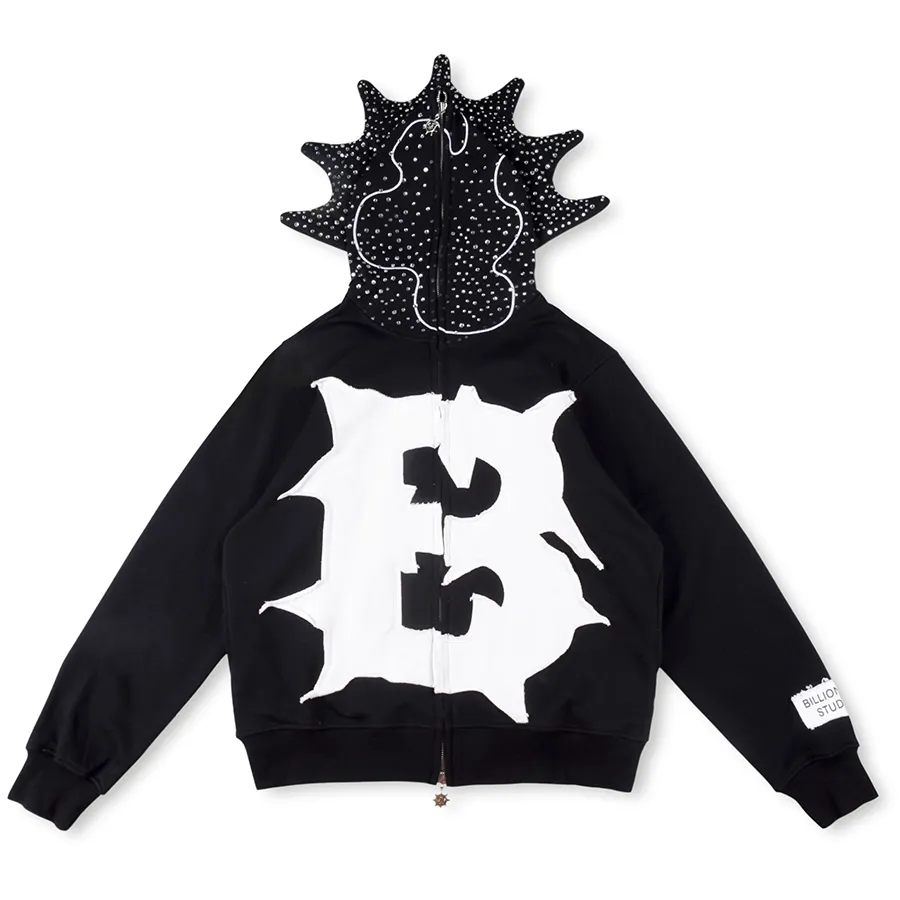 Designer Mens Rhinestone Printed Oversized Fleece Hoodie High Quality Black Zip Up Sweatshirt For Hip Hop Style 24FW From Xichat 81.77 DHgate.Com