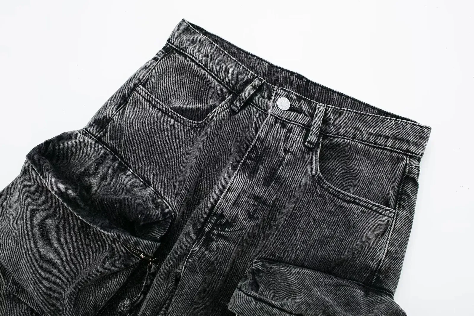 DHgate.com:High Waist Denim Pants: Womens Straight Leg Cargo