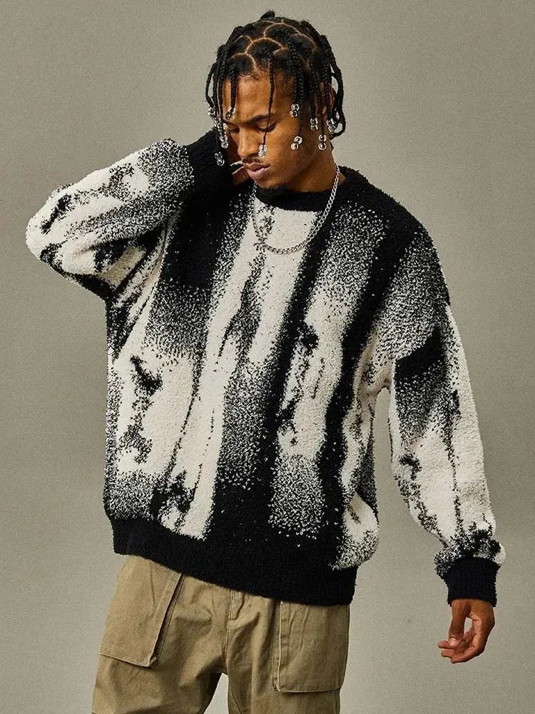 Mens Gothic Vintage Sweater Harajuku Y2K Knit Pullover, Casual Hip