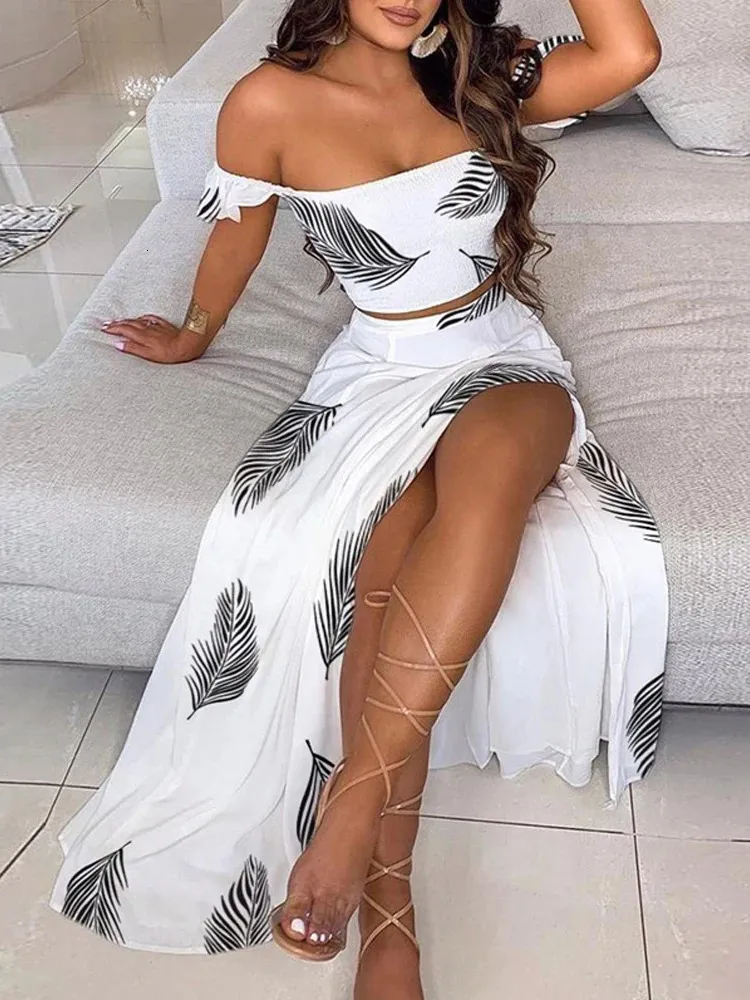 Boho Two Piece Skirt Set - Floral Maxi Dress, Off Shoulder Top. Shop Now!  from Dhgate Two Piece Dress - price 55.93