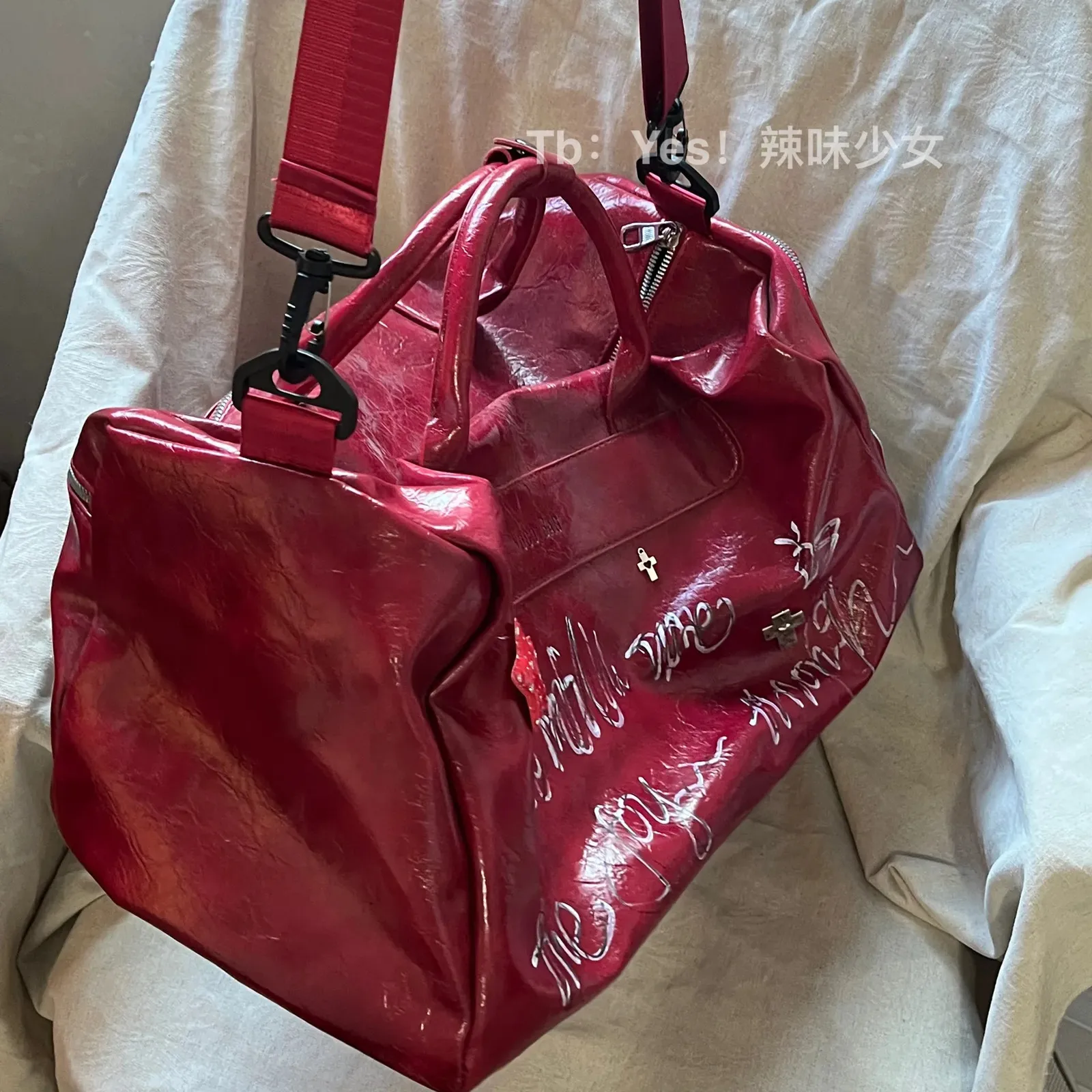 JIAERDI Y2k Grunge Red tote bags for women - Vintage Letter JIAERDI Y2k Grunge Red tote bags for women - Vintage Letter