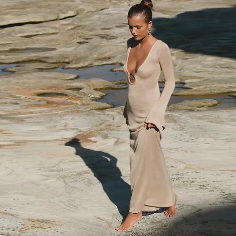 sexy long beach dress Long Kimono Slit Dress, Sexy Double Slit Long Dress, Vacation Outfit, Resort Wear, Long Bohemian Beach Dress, Evening Wear, Fits XS-L