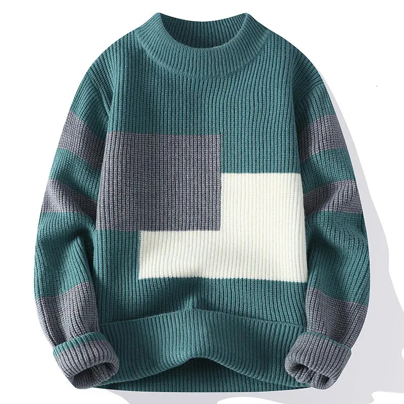 Men's Geometric Texture Crewneck Sweatshirt - Casual Long - View #3