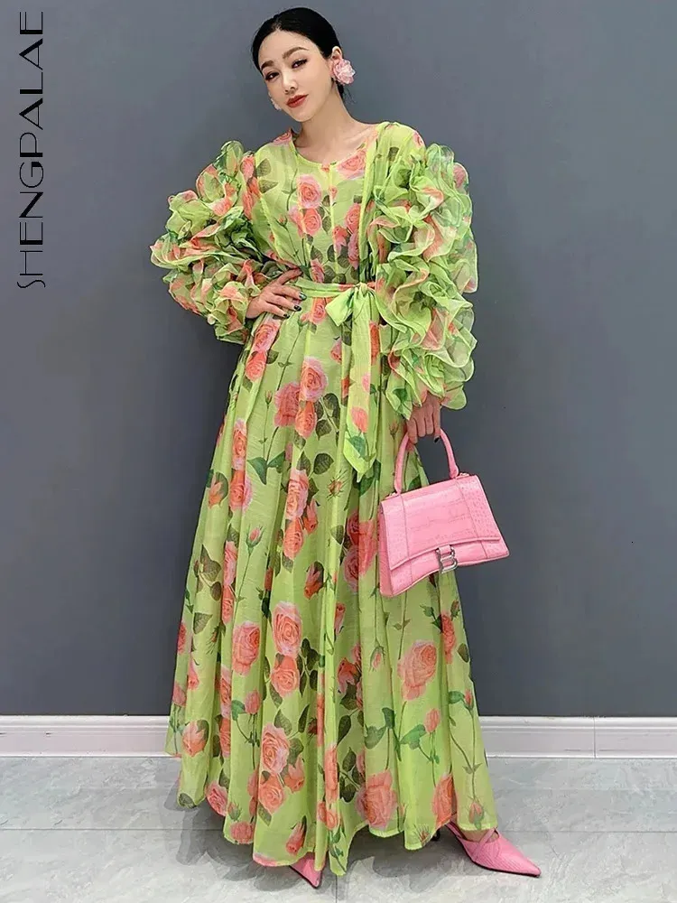 chiffon swing dress with sleeves Women's Swing Dress Chiffon Tiered Layered Long Sleeve Princess Prom Gown Sz