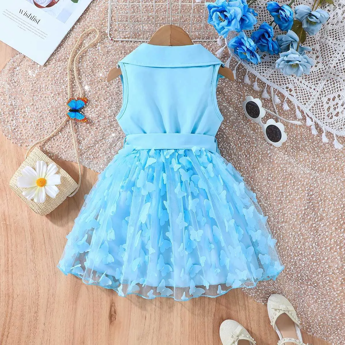 Childrens Knee-Length Butterfly Embroidery Mesh Princess Dress with Belt  for Girls Birthday from Dhgate Girls Dresses - price 11.91