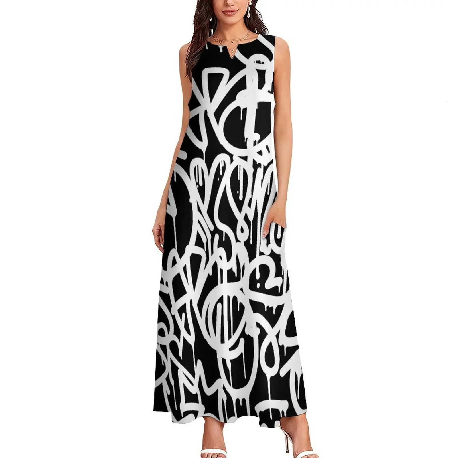 boho graffiti dress yoeasy Women's Strap Printed Boho Sleeveless Maxi Cami Dress Graffiti Flowy Swing Summer Beach Sun Dress (Small, Heart) at Amazon Women's Clothing store