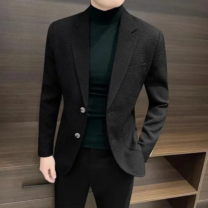 Black Slim Fit Blazer for Men Stylish Short Cropped Suit Jacket,  Lightweight Spring Casual Coat, Single Breasted, Vintage Design Buy Now!