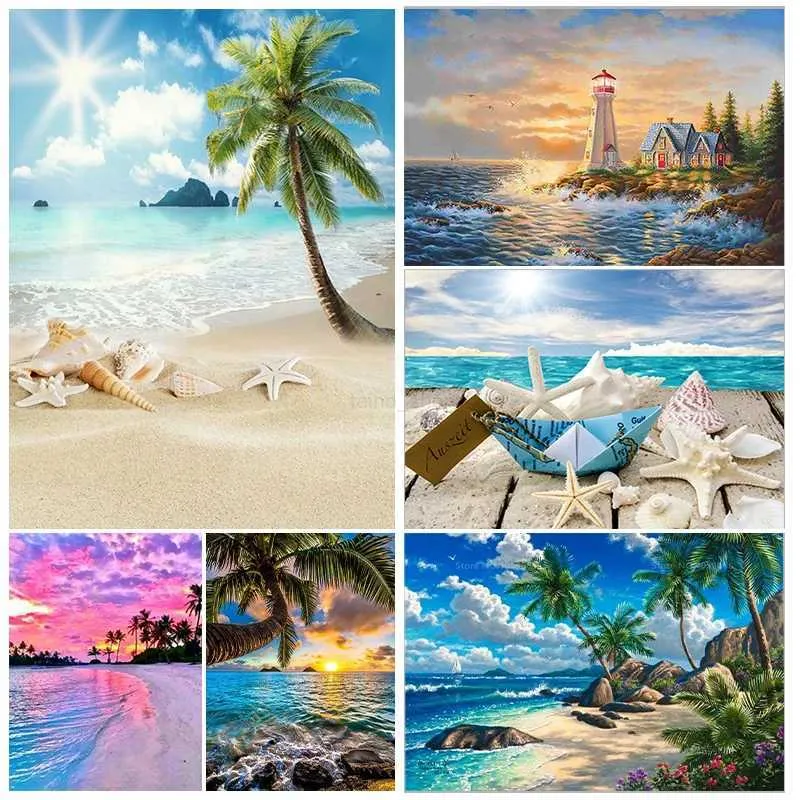DIY 5D Diamond Painting Beach Scene: Full Drill Summer Landscape ...