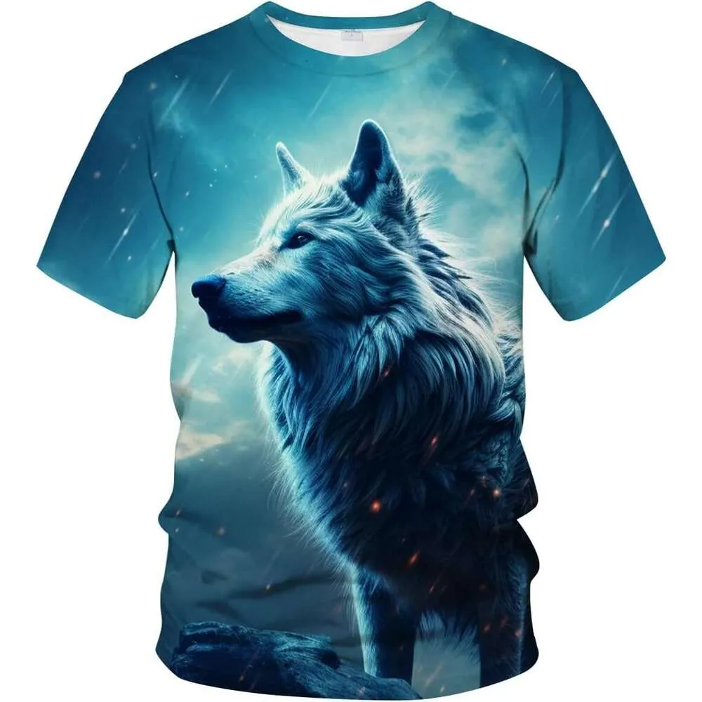 Wholesale Men's Wolf Print Graphic T Shirt – Short Sleeve... From Fasts ...