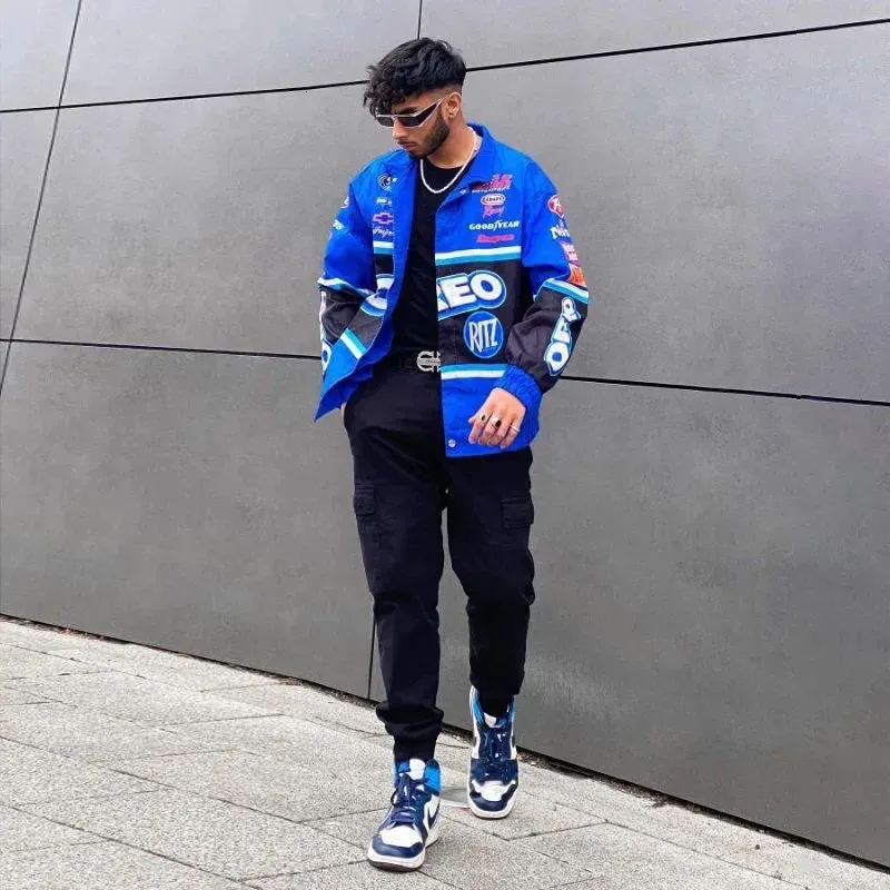 Veste Universitaire Femme Patchwork Bomber Letterman Color Block Y2K Vintage Streetwear