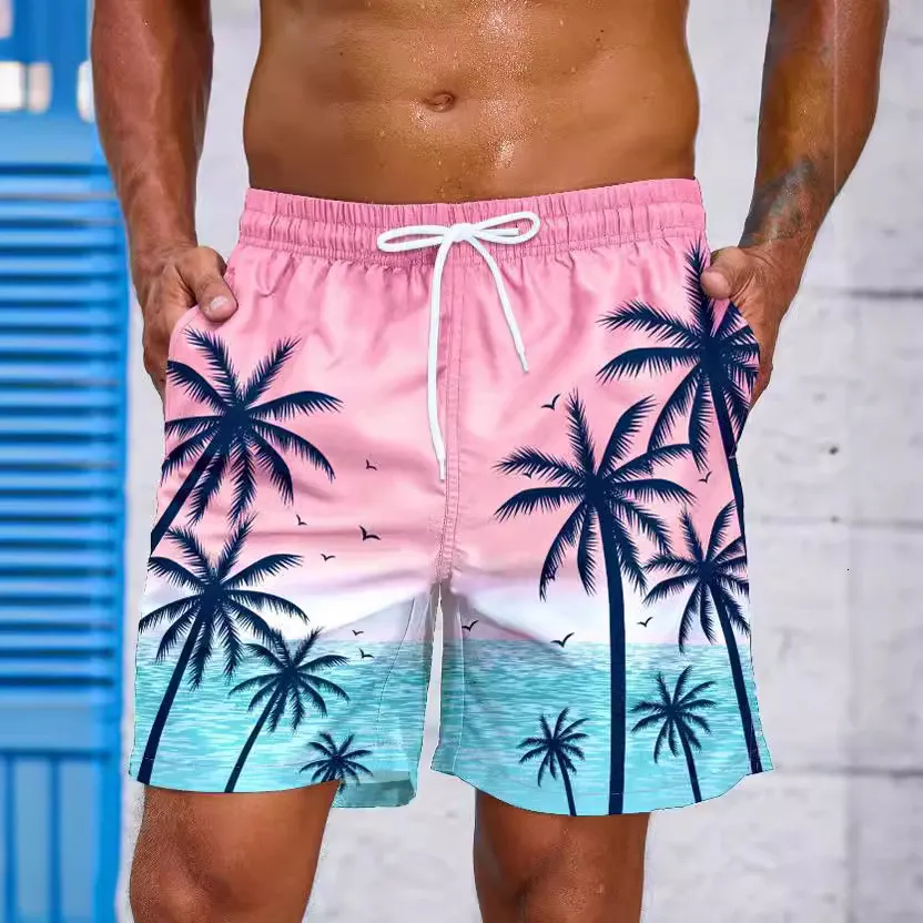 2024 Loose Summer Beach Surfing Pants 3D Printed Smoke Pattern