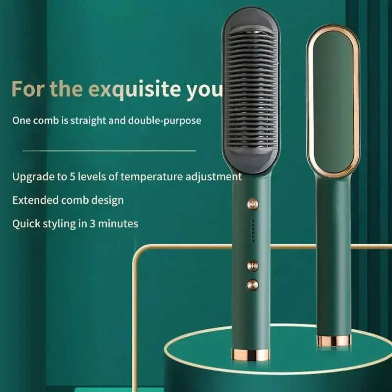 Electric Hair Straightener Comb Fast Heating Ceramic Brush for Smooth Hair Styling