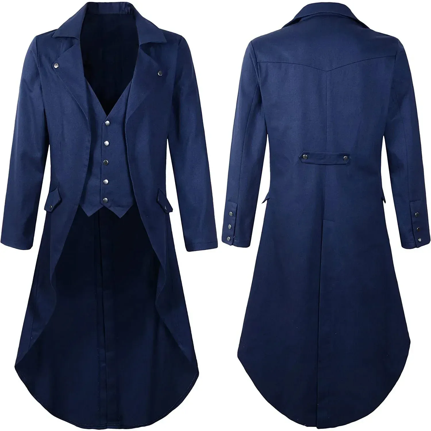 ジャケット・アウター kavalFish tail long coat col.sax blue Victorian Tailcoat for Men: Gothic Steampunk Jacket, Vintage