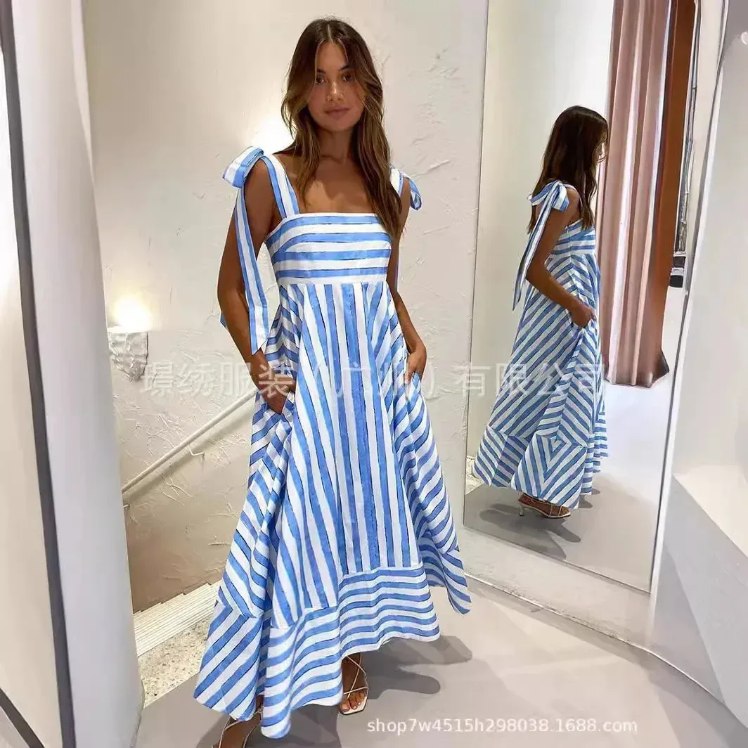 navy blue dress for baby girl womens striped backless dress side slits summer dress spring main image 0