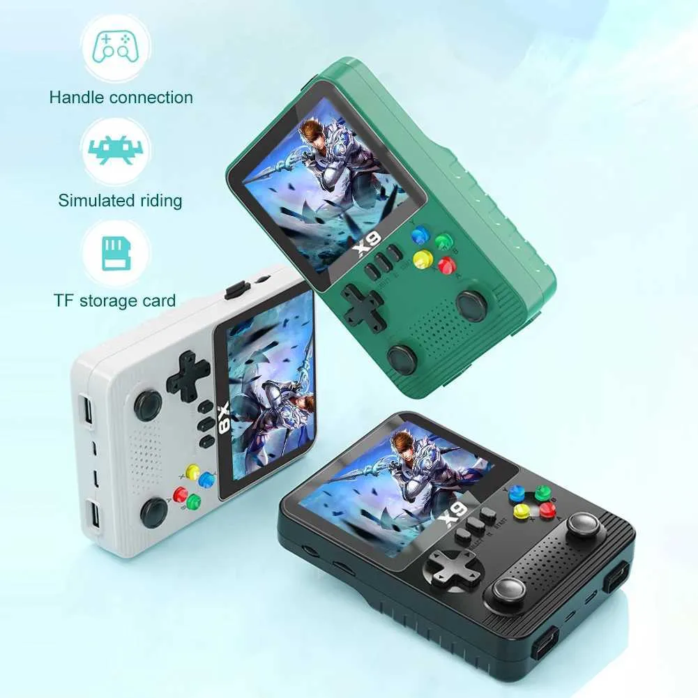 DHgate X9 Retro Video Game Console 3.5 IPS Screen 6000mAh Battery 32G Card Dual 3D Joystick 11 Emulators Mini Video Game Machine for Adults and Kids Games Accessories