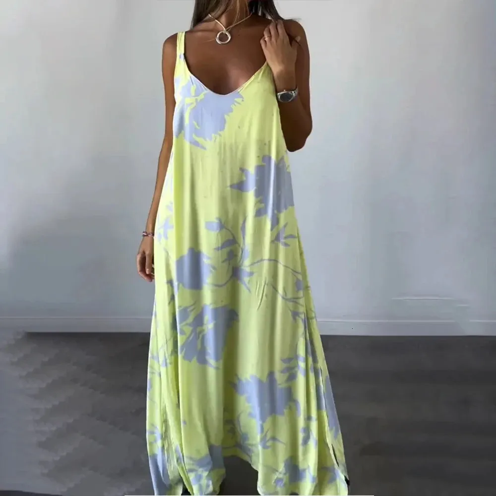 dkny v-neck linen maxi dress DKNY Women's Tiered Tank Maxi Dress in Eggnog main image 1