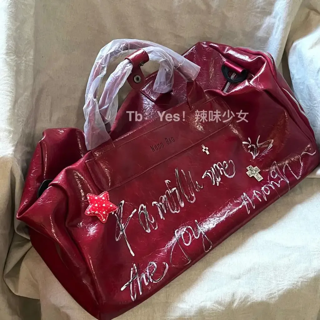 【人気沸騰】 JIAERDI Y2k Grunge Red tote bags for women - Vintage Letter バッグ