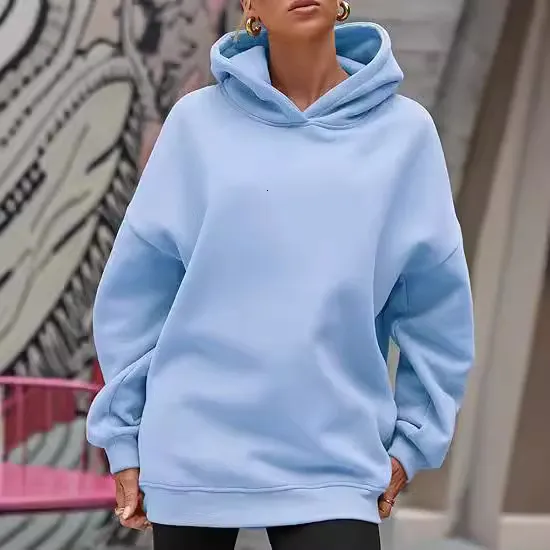 Plain Oversized Hoodie: Womens Long Sleeve Pullover, Comfortable