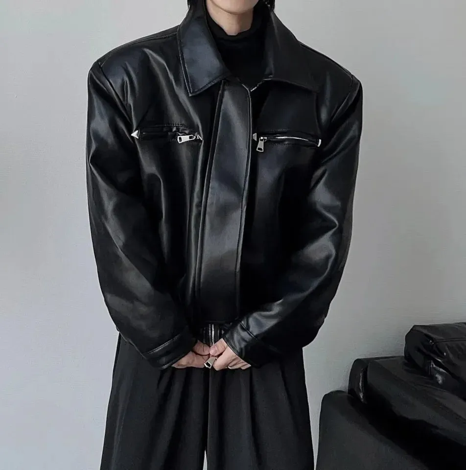 Womens Faux Leather Jacket - Spring/Summer Cut Top, Lapel