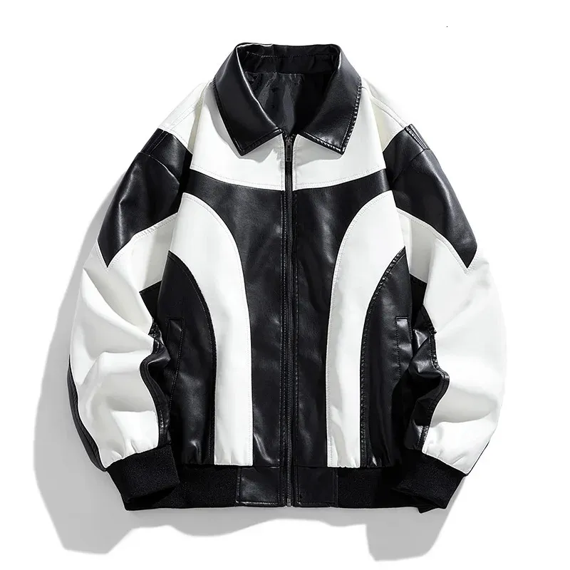240808 Mens PU Leather Jacket Ultrathin Retro Motorcycle Biker