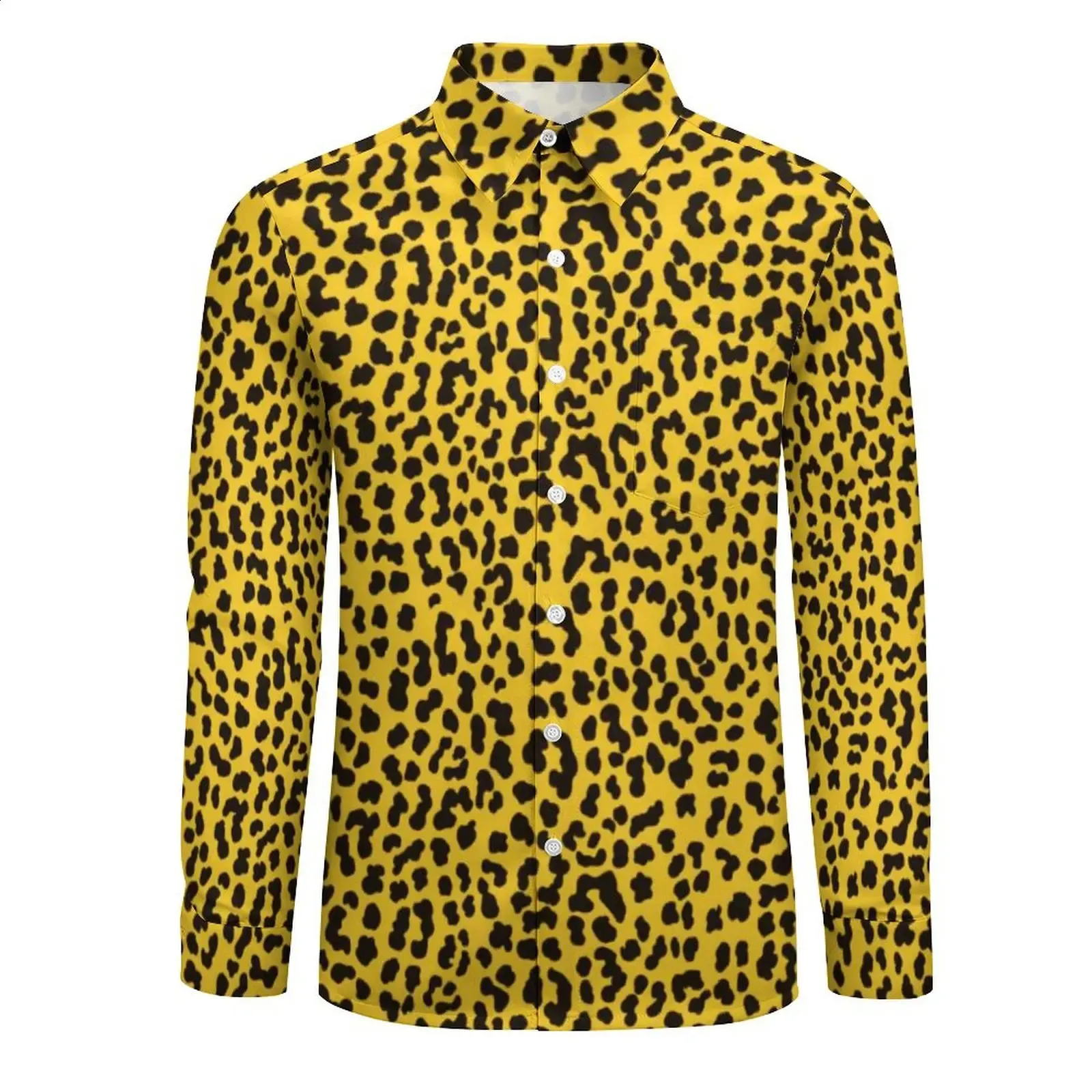 Retro Neon Leopard Print Long Sleeve Shirt - 80s Punk Rock Style