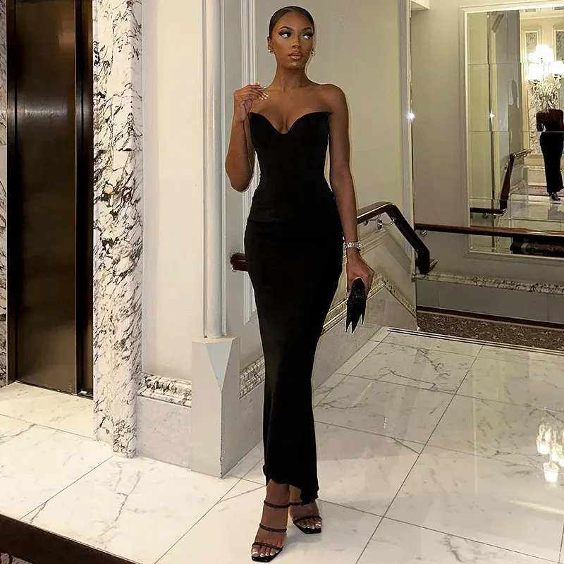 Black Chiffon Floor-Length Bodycon Maxi Dress with V-neck and Short Sleeves  for Women from Dhgate Basic & Casual Dresses - price 63.42