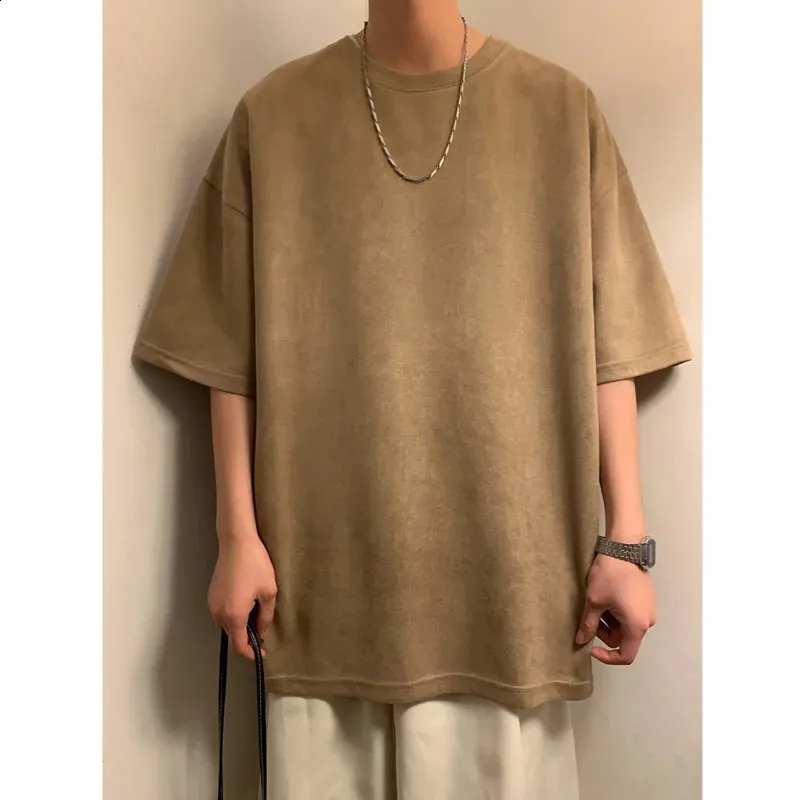 Wholesale Mens Streetwear T Shirt Oversized Green Suede