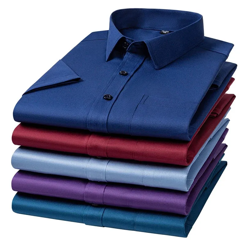 Mens Slim Fit Anti Wrinkle Short Sleeve Dress Shirt With Pocket White Camisa Social Business Business Casual Blouses S 7XL From Leonorastore 14.75 DHgate.Com