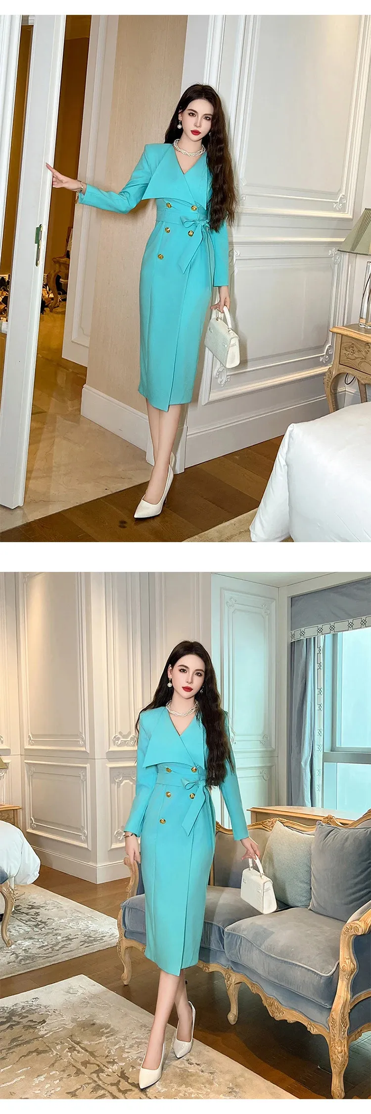 Office Robe Premium Women's Business Formal Dress - Elegant Long Office Wear ...