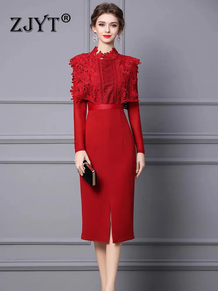 chinese dress ladies Red Lace Midi M / Red main image 1