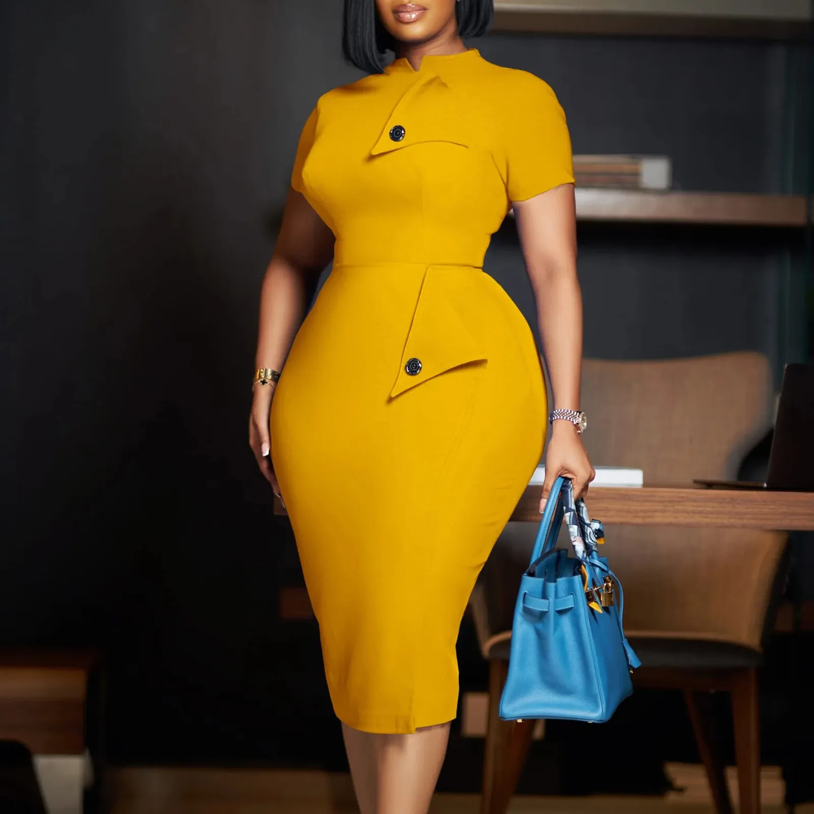Elegant Office Dress for Women Pullover Chiffon Short Sleeve Floor-Length  Sheath Business Wear from Dhgate Work Dresses - price 49.65