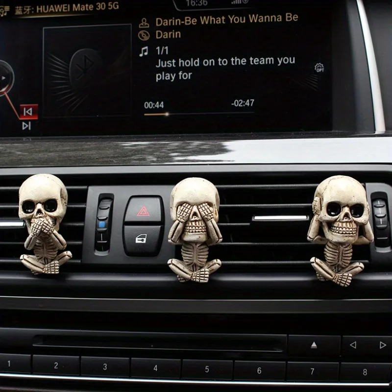 Ornement Voiture Tête De Mort Acrylique 2D - Couple De Crânes à Suspendre, Décoration Effrayante Pour Halloween, Voiture Ou Maison