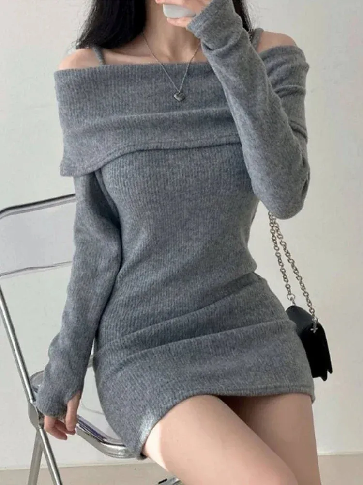 Off Shoulder Suspender Lapel Knit Dress Women Short Sleeve Solid Synthetic  Fiber Floor-Length Dress from Dhgate Basic & Casual Dresses - price 32.67