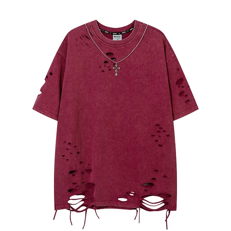 Washed Distressed Tee: Summer Retro Harajuku Oversized T