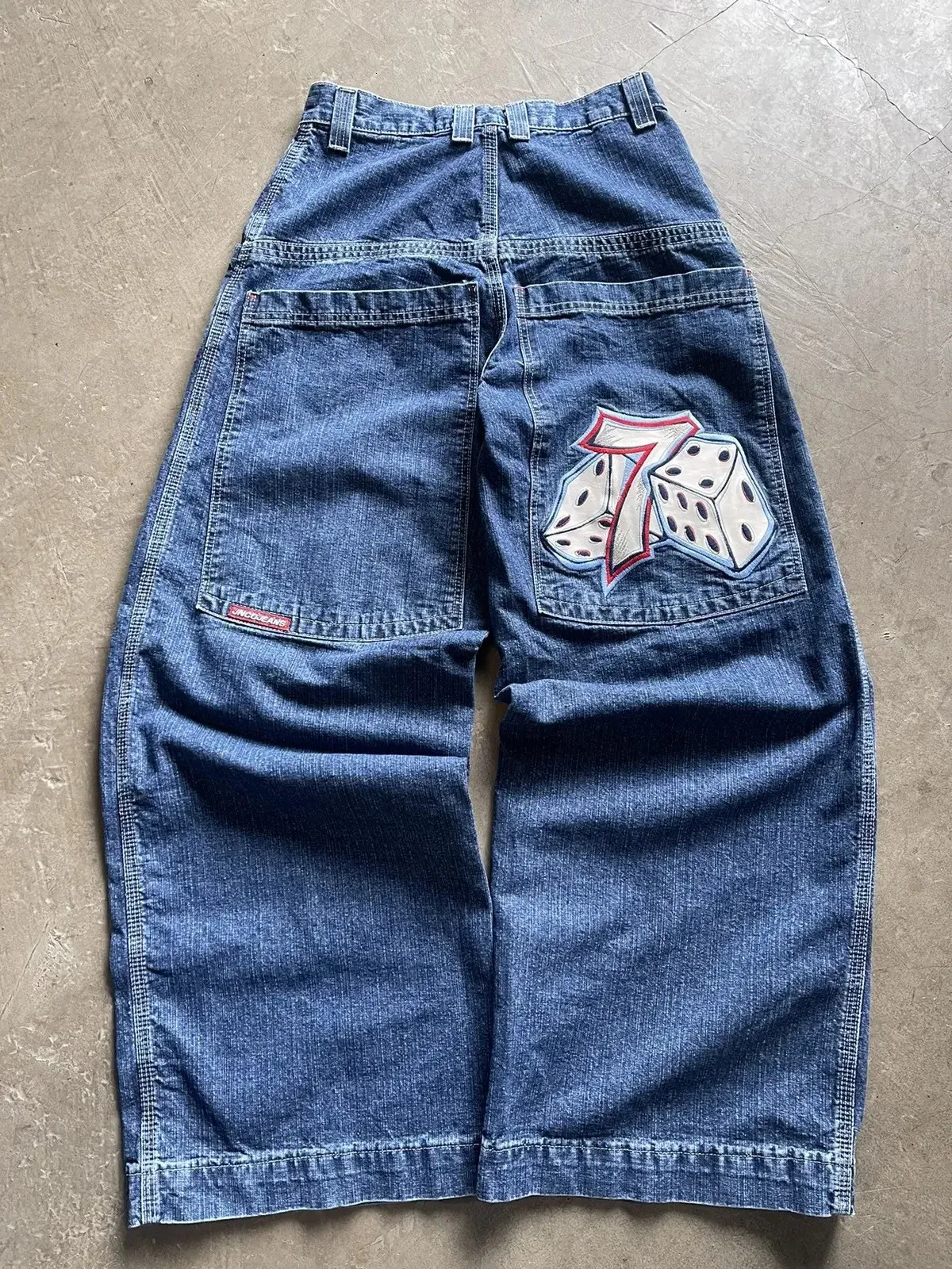 JNCO 7 Dice Pattern Embroidered Loose baggy jeans - Hip Hop