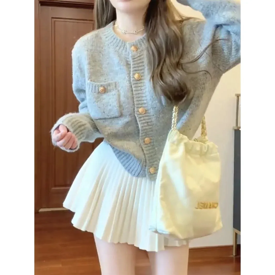 Save Big on Bulk Sweater Skirt Set Sweater Skirt Sets, Autumn Grey Knit  Cardigan Pleated Skirt Set, Soft Sweet Two Piece Sweater Dress Set,  Petite