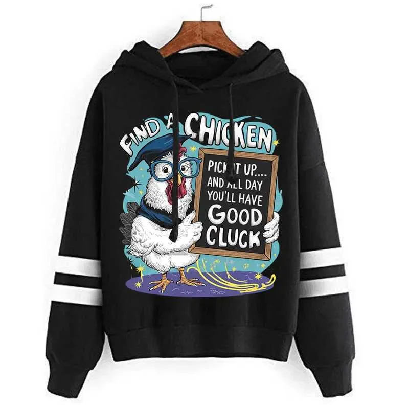 Funny Rooster Hoodies Women's Kawaii Streetwear, Unisex Long Sleeve  Sweatshirts with Luck Quote, Trendy Cartoon Clothing