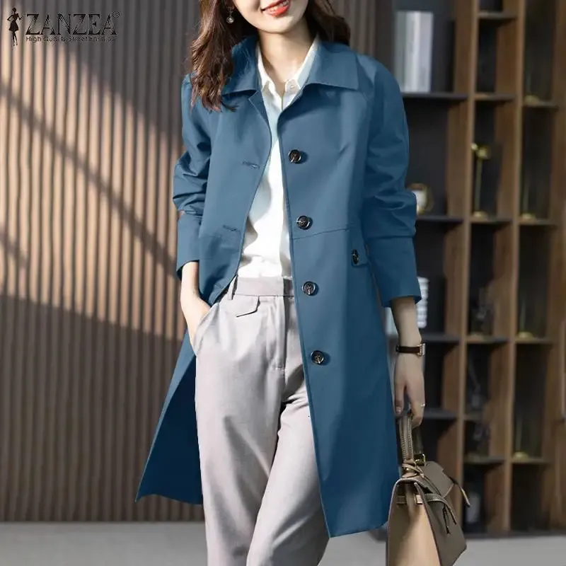 ZANZEA Vintage Solid Windbreak trench trench coat for Women