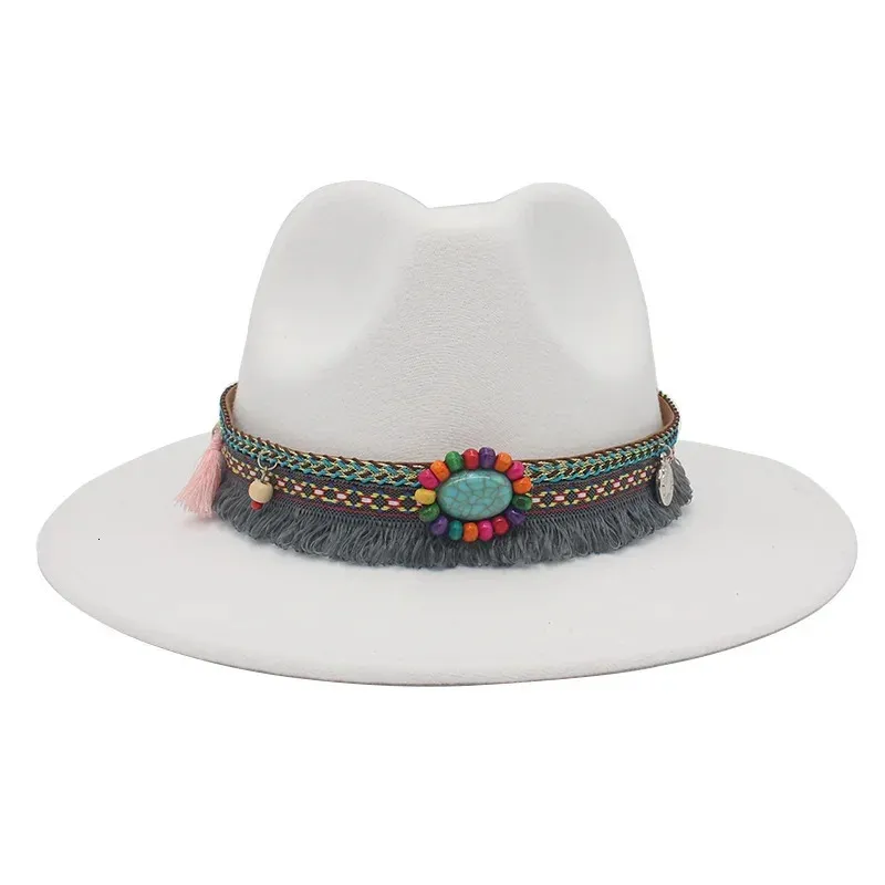 Classic Wide Brim Felt Hat Vintage Boho Wool Fedora Unisex Adjustable Western Wide Brim Wool Felt Hat for Men Women – Vintage Boho  main image 2