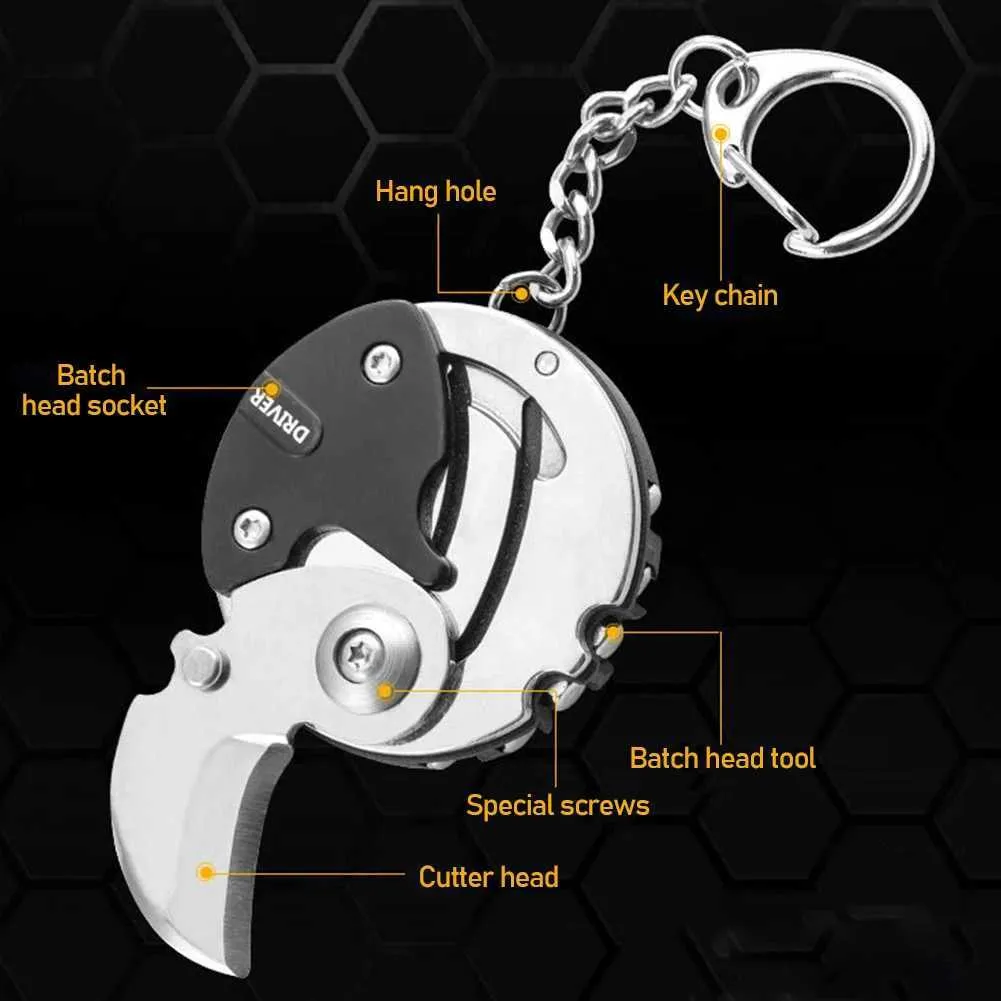 ☆ DHgate 육각 동전 커터 키 체인 : 접이식 드라이버, 병 오프너, 눈금자, 네일 클리퍼 6 In 1 야외 도구 | 오늘  ₩9,899 특가