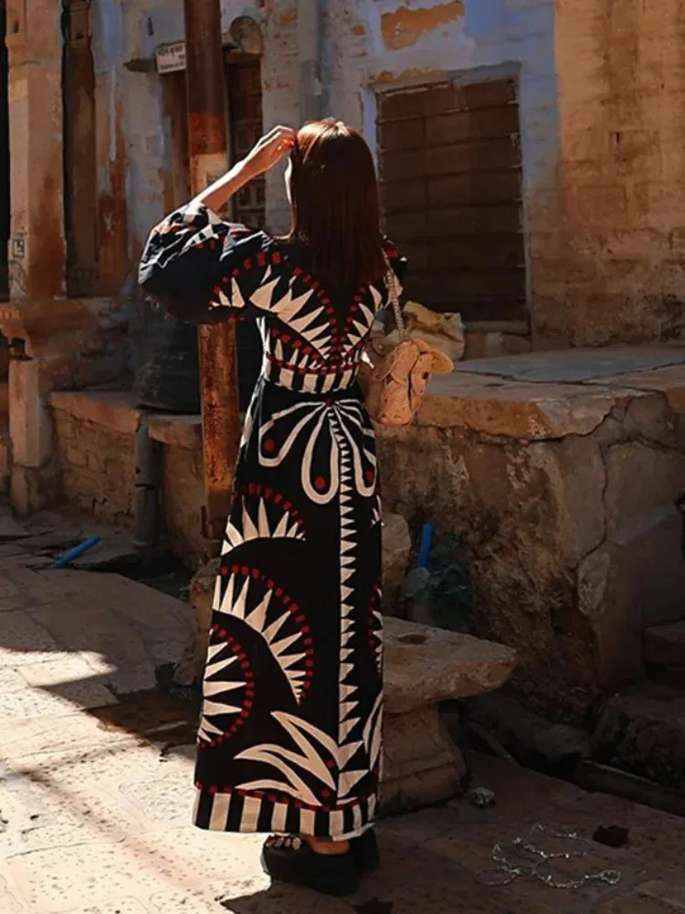 half sleeve boho maxi dress Helena Beige & Tan Loafer