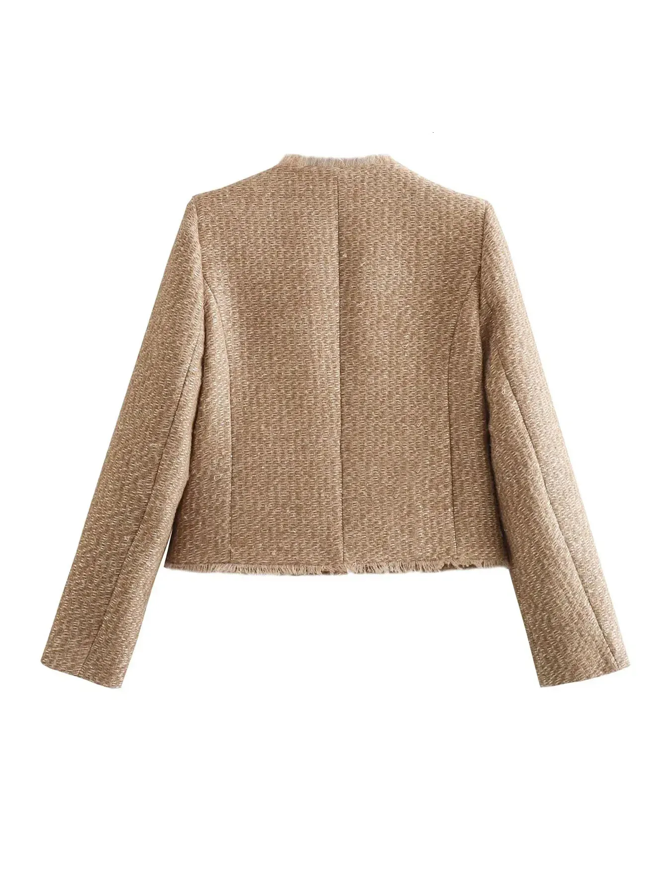 TRAF Womens Jacket Coat Tweed Cropped Jacket In Outerwears Autumn