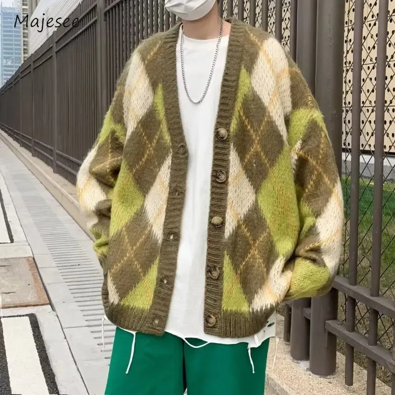 Suéter De Lana De Punto Abierto Retro Para Hombres 2024, Estilo