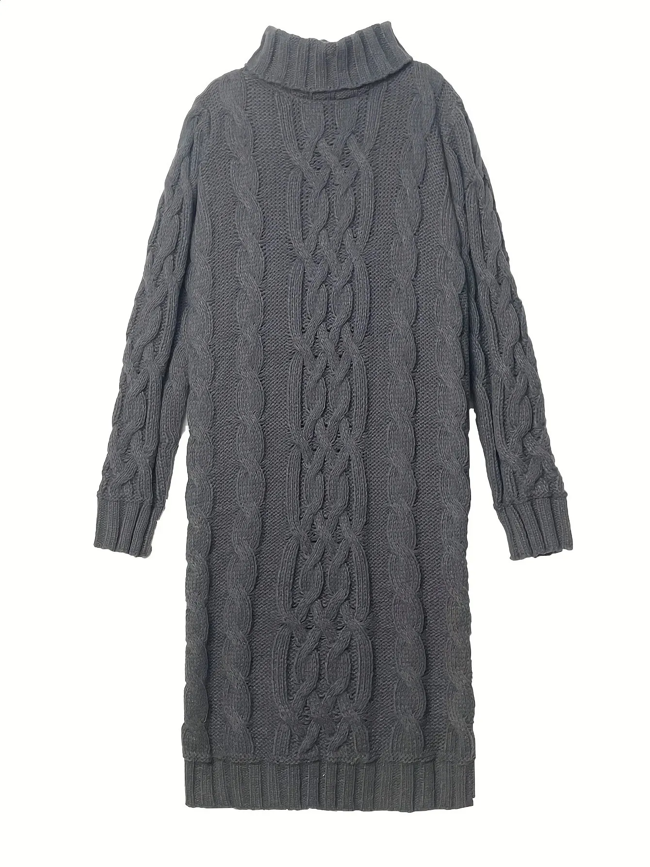 Stylish and Comfortable Women's Turtleneck Knit Sweater Turtleneck Sweater dress with Long Sleeves - 240809