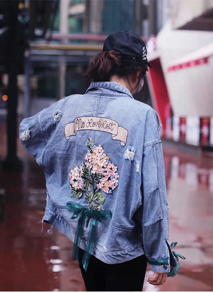 【gw値下げ】MEER. COLLAR RUFFLES DENIM JACKET DHgate.com:Embroidered Denim Jacket: Womens Oversized Loose