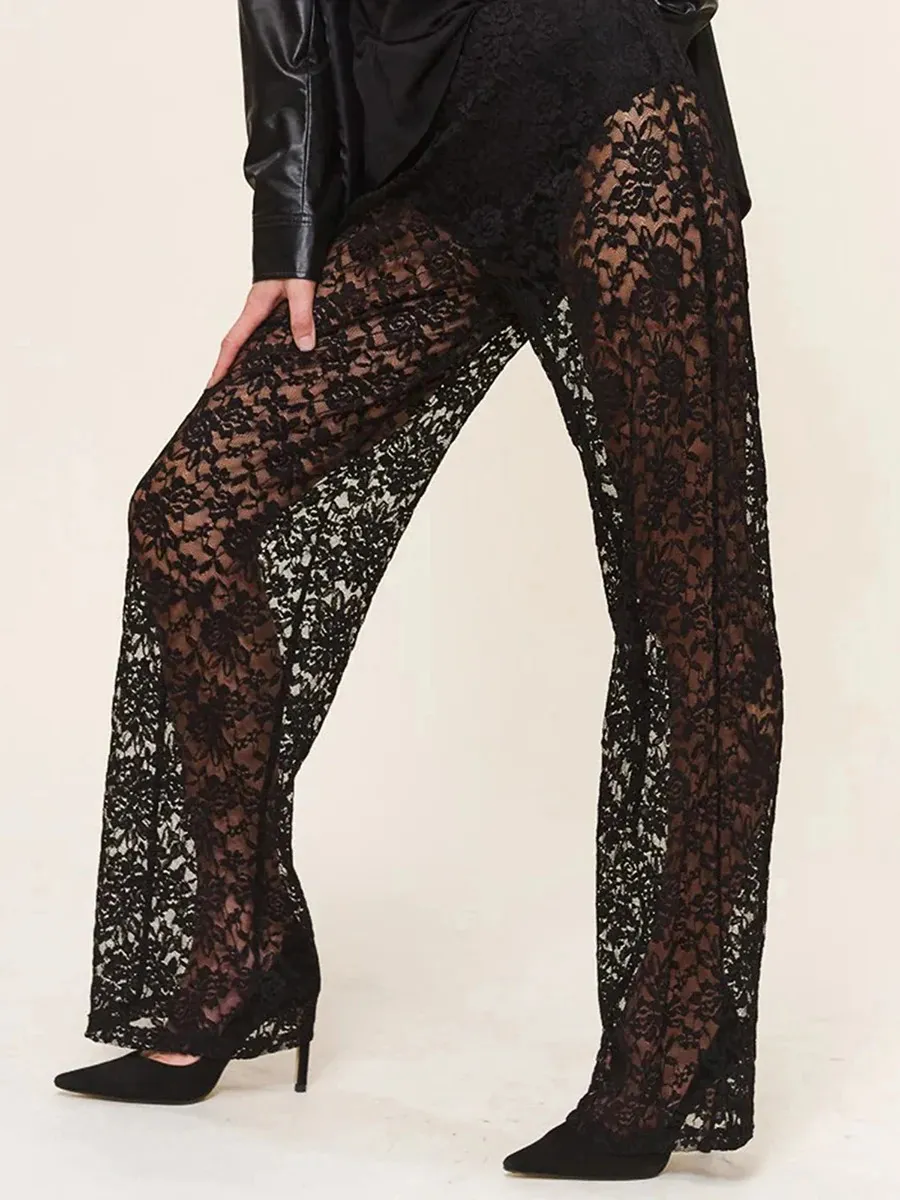 パンツ meltthelady lace sheer pants Amazon.com: Women See Through Black Lace Pants Vintage 70s