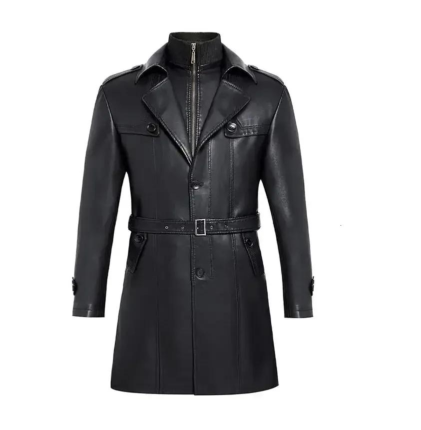 Men's Thick Sheepskin Leather trench coat for Autumn Men's Thick Sheepskin Leather trench coat for Autumn