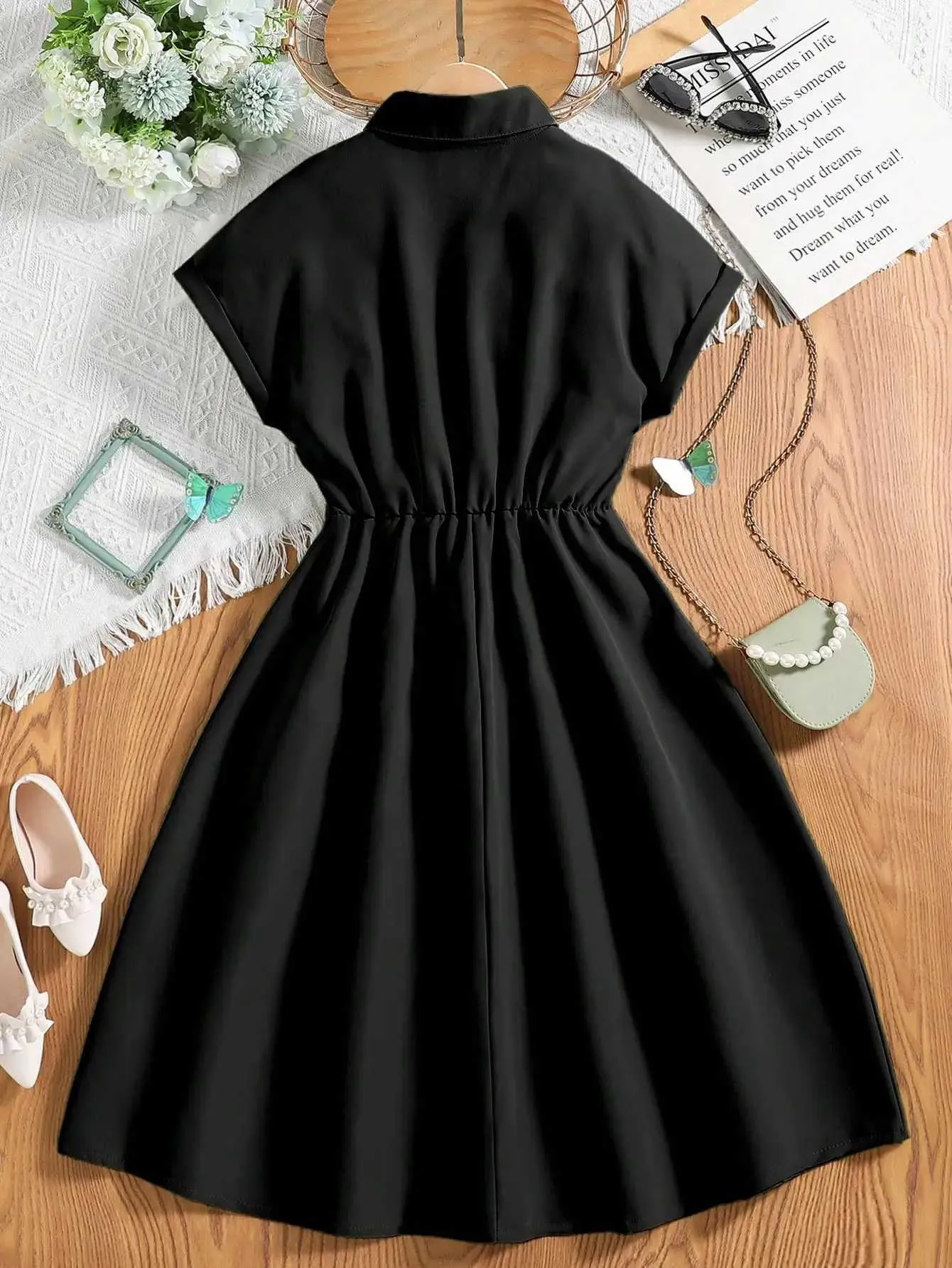 Summer dress for girls aged 8-14 with built-in bra and lapel neckline,  casual solid color holiday party dress from Dhgate Girl's Dresses - price  22.76