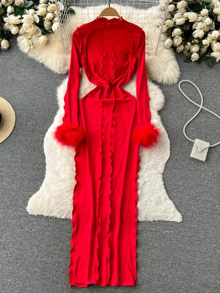 bright red bodycon dress Bodycon Short Casual Party Dress with Front Cut Out Magenta / Medium