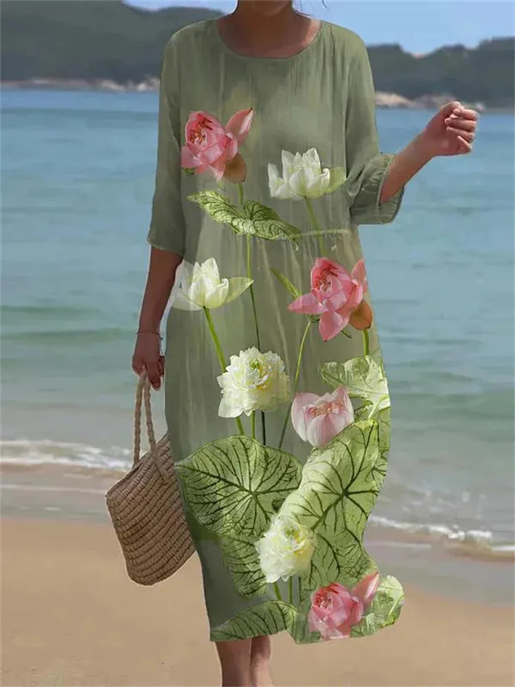 sachin and babi light blue dress Womens Casual Summer Flower Print Loose Half Sleeves Polyester Floor-Length Midi  Dress from Dhgate Basic & Casual Dresses
